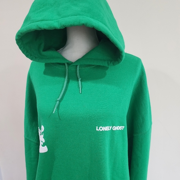 Lonely Ghost Cool To Care Swirly Heavyweight Hoodie Sweatshirt | Green | … - Picture 10 of 11